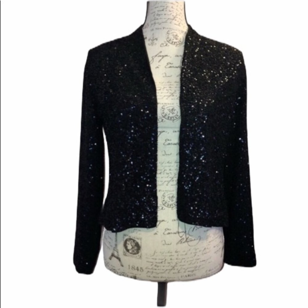 Eileen Fisher black sequin cropped jacket XS